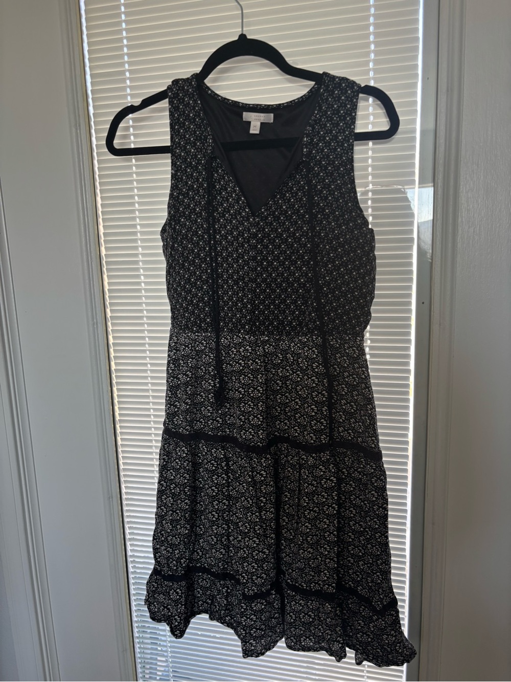 LC Lauren Conrad Black Floral Tiered V-Neck Dress